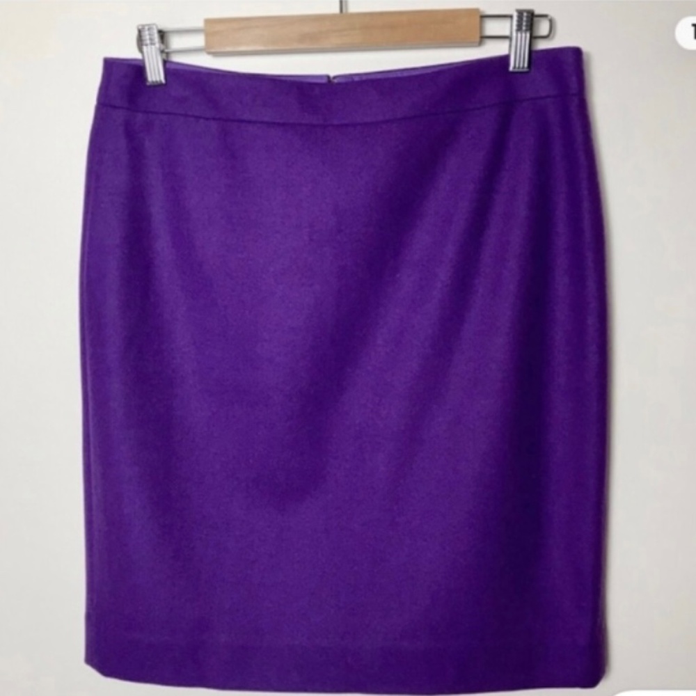 J. Crew Purple Wool Pencil Skirt 2